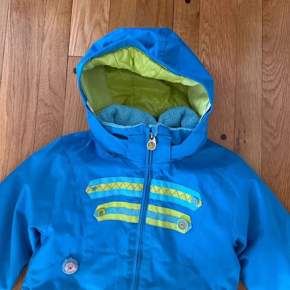 Obermeyer Kids Ski Jacket Size 7 Blue Removable Hood Winter Coat